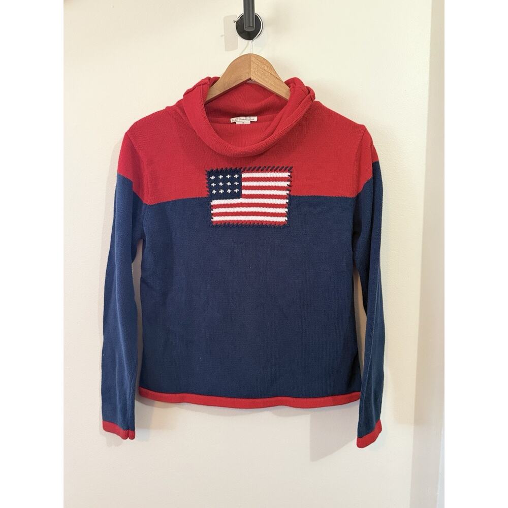 KB Collections Ladies Large Sweater with American Flag on front NWOT